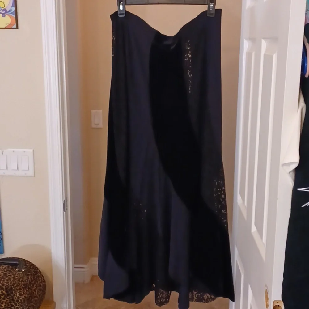 🖤Widow🖤COFFIN DREAMS Maxi Sateen Shear Lace Velvet Patchwork  Swirl Skirt - Picture 5 of 12
